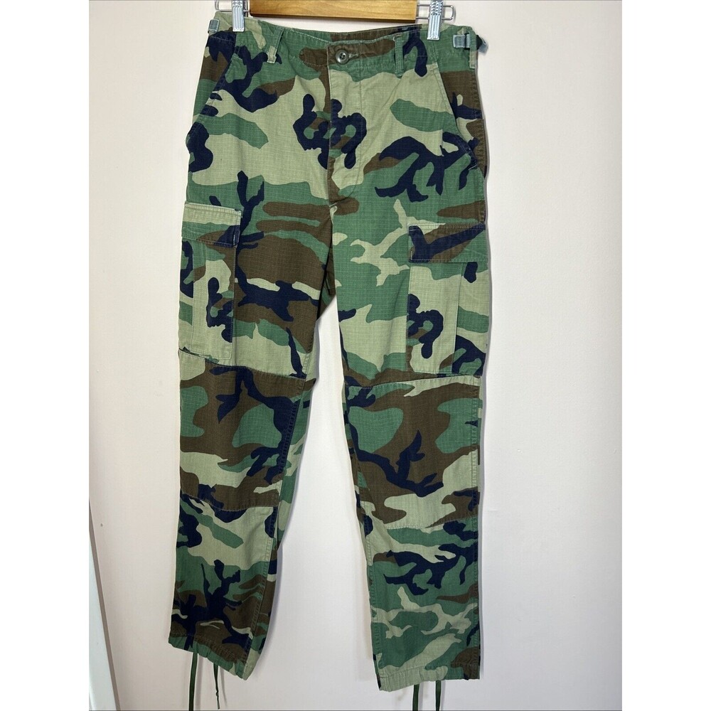 US Military Woodland Camo Combat Trousers BDU Hot Weather Pants Size Small Long